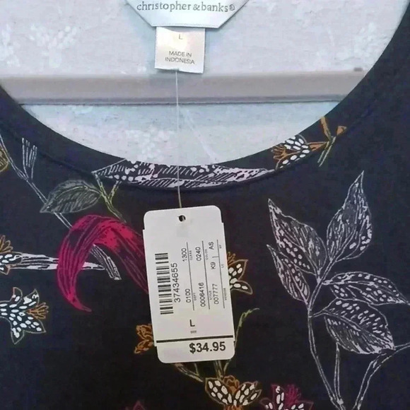 Christopher and Banks Short Sleeve Black floral top L - Picture 2 of 8